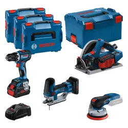 ATORNILLADOR A BATERÍA Combo kit de 4 herramientas de 18 V: GSR 18V-90C + GKT 18V-52GC + GST 18V-155 SC+ GEX 18V-125 Professional