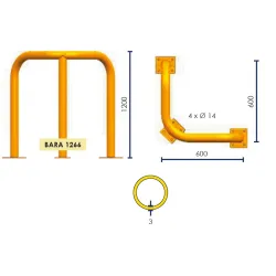 BARRERA DE PROTECCIÓN BARA1266NJ - AMARILLO/NEGRO 600X1200MM