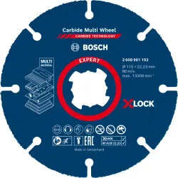 Disco de corte X-LOCK EXPERT Carbide Multi Wheel: 115 x 22,23mm