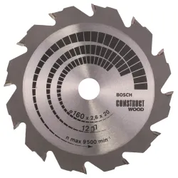 Hoja de sierra circular PRO Construct Wood, 160 x 2,6 x 20 mm