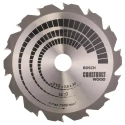 Hoja de sierra circular PRO Construct Wood, 210 x 2,8 x 30 mm