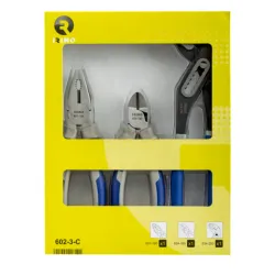 Juego 3 alicates (universal 180mm, cortante 160mm, tenacilla 250mm)