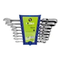 Juego 8 llaves combinadas carraca cabeza flexible 8-19mm