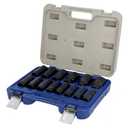 Juego de 14 vasos hexagonales de impacto de 1/2", en caja de plástico