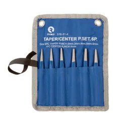Juego de 6 botadores cónicos octogonales (2,3,4,5,6mm) con granete 4mm