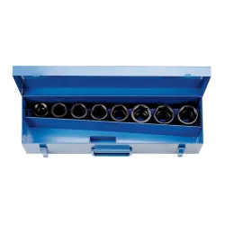 Juego de 8 vasos de impacto 3/4" hexagonales en caja met?lica, 24-38mm