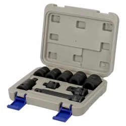 Juego de 9 vasos hexagonales de impacto de 1/2", en caja de plástico