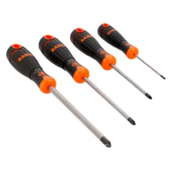 Juego de destornilladores Phillips BahcoFit con mango de goma - 4 piezas