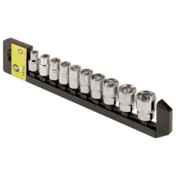 Juego de vasos 1/2" en rail, 10 piezas