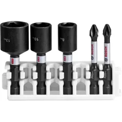 PRO Impact Set con llaves de vaso e índice Pick and Click, PH2x50, PZ2x50, NS8x50, NS10x50, NS13x50 mm, 5 unidades