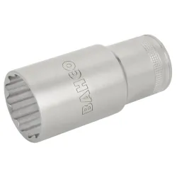 Vaso serie larga con cuadradillo de 1/2" y perfil bi-hexagonal de 34 mm en blíster